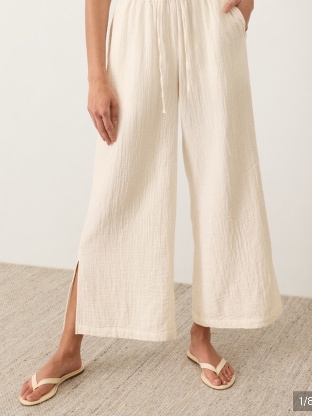 Pact Olive Green Wide-Leg Drawstring Pants with Side Slits Size XXL
